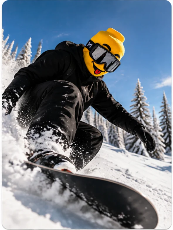 Roogs ski mask on the slopes