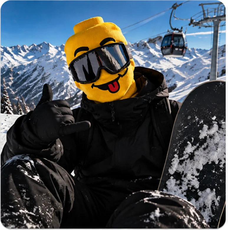 Customer wearing the Roogs ski mask
